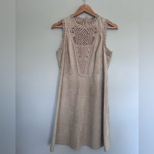 Francesca’s Sleeveless faux suede A line dress